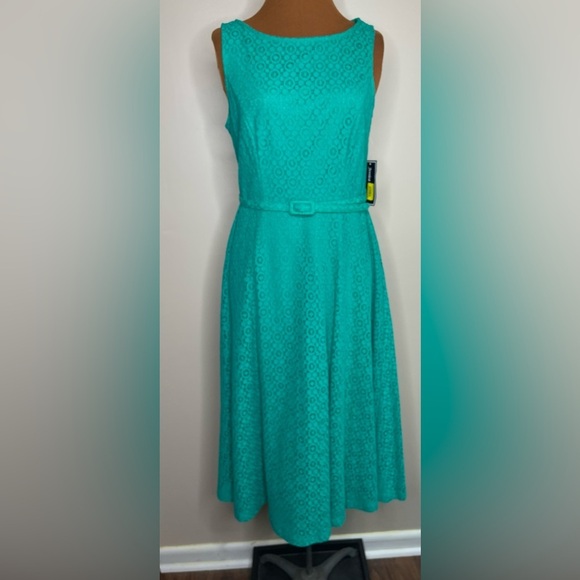 NWT Jessica Howard Green Belted Sundress Size 8 - Picture 1 of 10